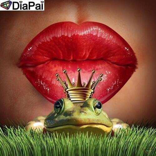 DiaPai 5D DIY Diamond Painting 100% Full Square/Round Drill "Lip cartoon frog" Diamond Embroidery Cross Stitch 3D Decor A23639