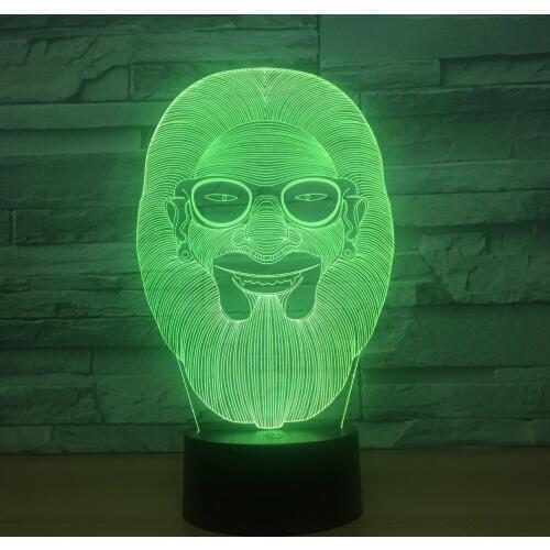 New Old People Head 3d Lights Led Gradual Change Colorful Light Night Gift Lovely 7 color change 3D Lamp