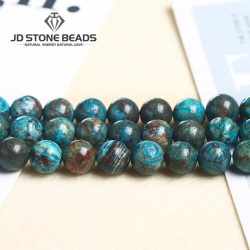 Wholesale Blue Wood Stone Dyed Stone Beads Round Loose Spacer Beads For DIY Jewelry Making Bracelets Accessories 15'' 4 6 8 10m