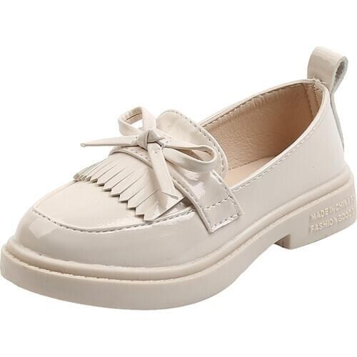 COZULMA Autumn Kids Girls Fringe Patent Leather Shoes Children Girls Butterfly-Knot Slip-On Casual Shoes Size 26-36