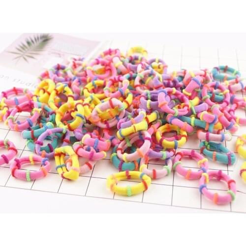 20PCS Lovely Children Hair Band Rainbow Mini Rubber Band 2cm Headband Girl Fashion Elastic Hair Bands Baby Hair Accessories