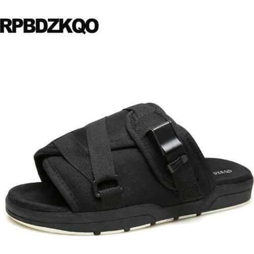 Plus size flat famous brand designer black slippers 45 slides mesh beach mens sandals 2018 summer outdoor shoes slip on casual