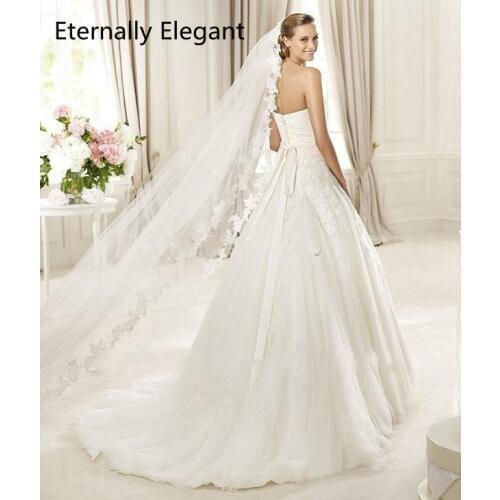 Real Photos White/Ivory Wedding Veil 3m Long Comb Lace Mantilla Bridal Veil Wedding Accessories Veu De Noiva MD3030