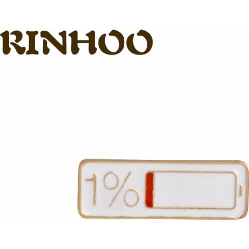 RINHOO Enamel Pin 1% Electricity Quantity Brooch Buckle Golden Metal Badge Bag Clothes Lapel Brooches For Women Men Kids Gifts
