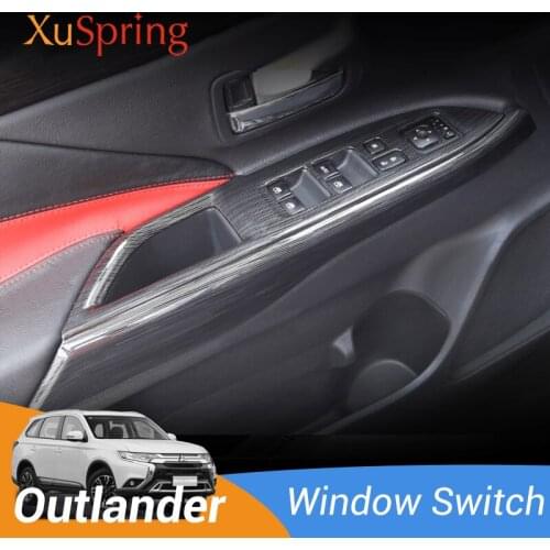 Car Window Switch Knob Panel Full Coverage Trim Stickers Strips Garnish Styling for Mitsubishi Outlander 2013-2020