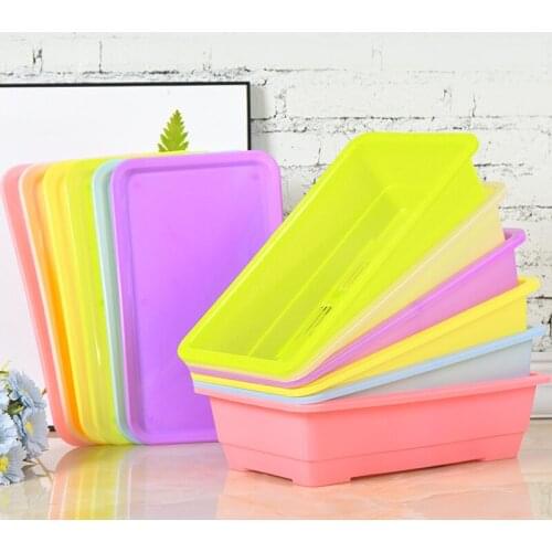 Self-Watering Potted Plant Flower Pot with Water Level Indicator Desktop Rectangular Planter for Balcony Office Decor