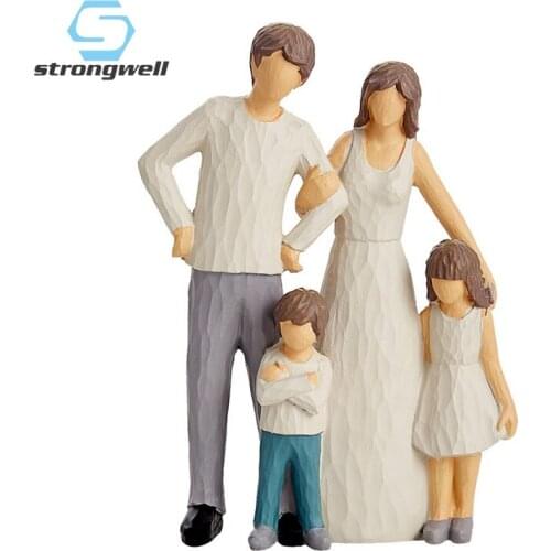 Strongwell Home Decor Contracted Family Sculpture & Statue Modern Art Desktop Ornament Retro Figurine Decoration Crafts