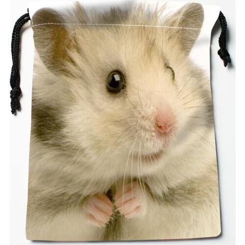 Custom Rodents Hamsters Drawstring Bags Wedding Party Christmas Gift Pouches Packing 18x22cm Satin Fabric Storage Bag 12.2