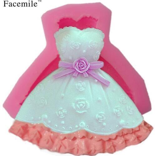 Wedding Princess rose flower shape Dress Silicone Bakeware Mold Fondant Cake Decorating Tool Silicone soap chcoclate Mold 50-129