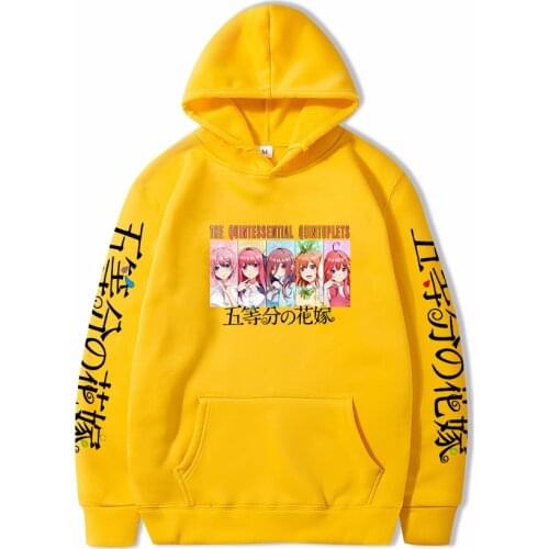 Anime Hoodie Men The Quintessential Quintuplets Printed Oversized Sweatshirt Winter/Autumn Japanese Style Pullover Casual Kawaii