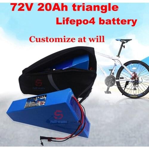 72v 20ah lifepo4 triangle battery with BMS no li ion for 72v 1500w 3000w electric bicycle bike scooter +5A charger + bag