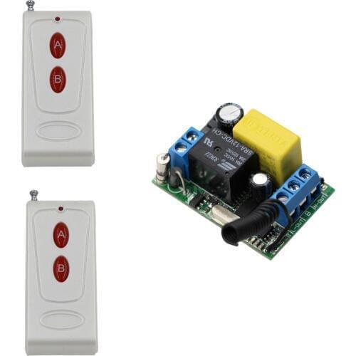 Smart Home AC 220V 10A 1CH RF Wireless Remote Control Switch System Receiver & 2*White Transmitter A=ON B=OFF High Quality