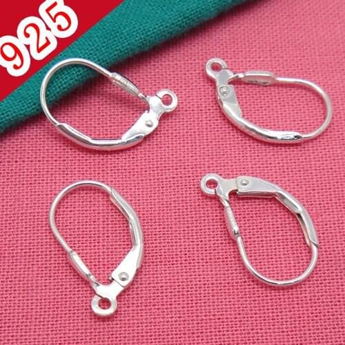 Wholesale-Min10piece,925 Sterling Silver Color 9x16mm Lever-back Earring Hook with inner 1.5mm Hoop Jewelry Parts and Settings