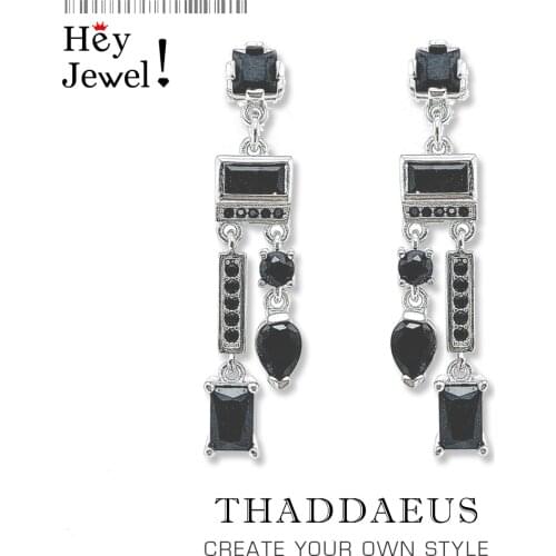 Drop Earrings Black Mix of Shapes,Magical Glamorous Jewelry For Women,2021 Summer Brand New Sterling Silver 925 Vintage Gift