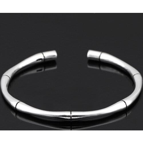 New Arrival 925 Sterling Sliver High Quality Sliver Color Multi Segment Bamboo Open Adjustable Bracelets Bangle Women