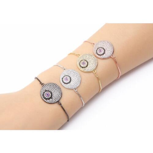 Gold silver Chain micro pave cz Zircon Cubic Zirconia bracelet rope adjusted Macrame round Bangle hdf42 Fashion Jewelry