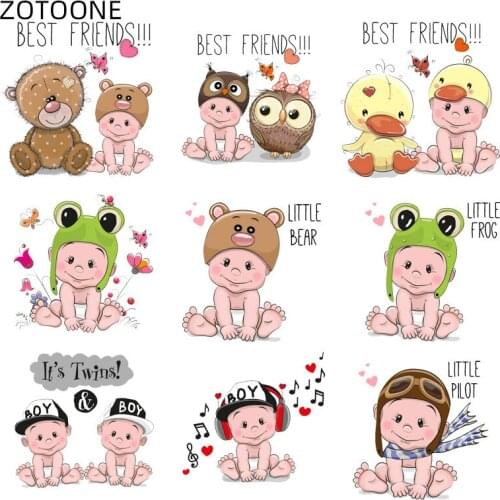 ZOTOONE Iron on Cute Baby Patches Cartoon Animal Patch for Kids Heat Transfers for Clothes Vinyl Ironing Sticker DIY Appliques D