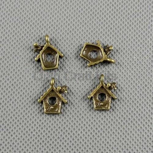250pcs 3D bird house cabin antique bronze zinc alloy European Style Beads Spacer Charms for Bracelet Necklace 18*14mm