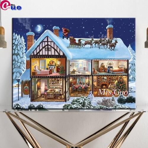 DIY Square Round Diamond Embroidery 5D DIY Diamond Mosaic Christmas House Winter Snow Landscape Diamond Painting Cross Stitch