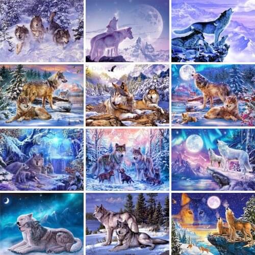 Diamond Painting Wolf Cross Stitch Diamond Embroidery Animals Art Picture Kits Rhinestones Handmade Hobby Gift Home Decor