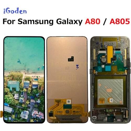 AMOLED For Samsung Galaxy A80 LCD SM-A805 A805 A805F lcd Display Touch Screen Digitizer Assembly A80 For SAMSUNG A80 LCD