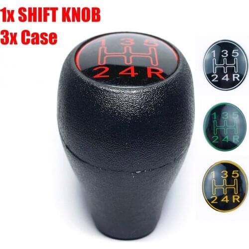 Black & Red 5 Speed Gear Shift Knob Lever+ 3x Case Cover Silver Green Yellow Fit For Peugeot 504 505 205 309