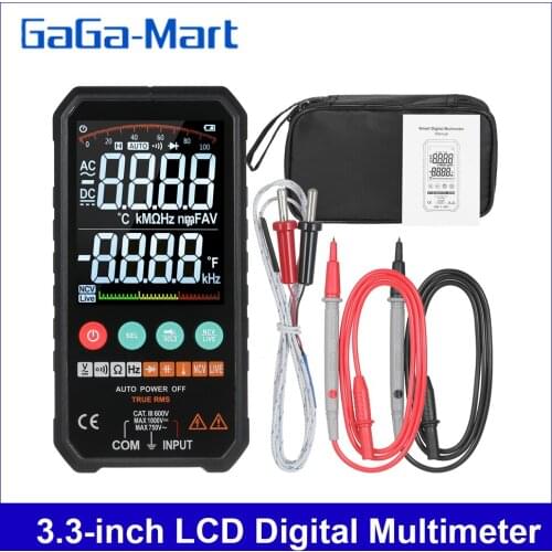 Digital Multimeter LCD 6000 Counts True RMS AC/DC Voltage Resistance Capacitance Frequency Continuity Diode NCV Test Temperature