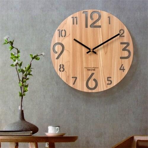 3D Wooden Wall Clock 12 Inch Modern Design Clock Nordic Brief Living Room Decoration Kitchen Art Hollow Wall Watch Home Decor