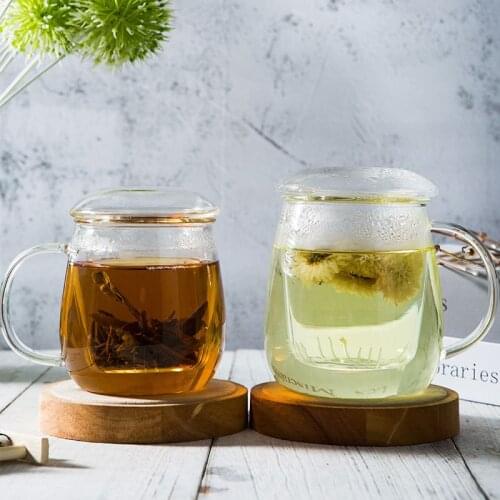 Mushroom glass three-piece cup heat-resistant glass filter flower pot tea separation tea cup office cup