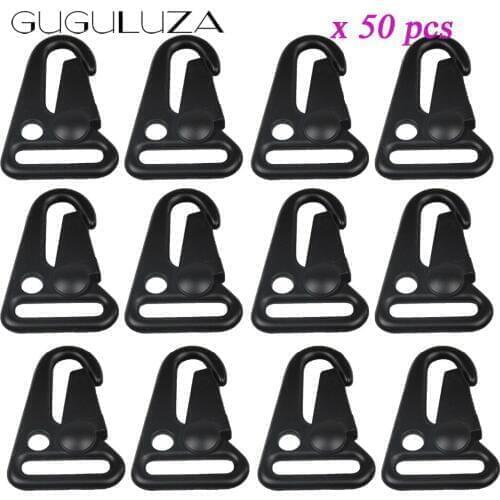 GUGULUZA 50pcs/Pack Black 1" H&K Clip Enlarged Mouth Clips Spring Snap Hooks QD Buckle Tactical Gun Sling Accessory