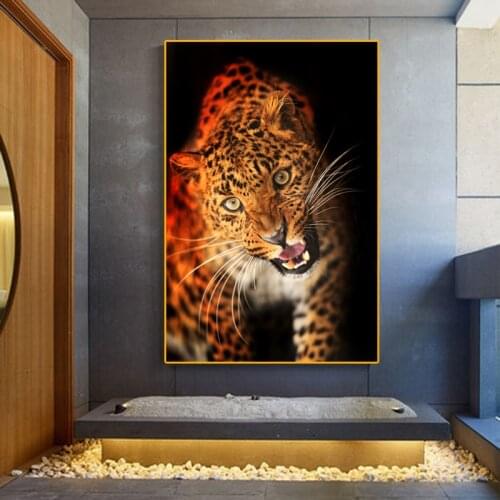 African Wildlife Leopard Canvas Painting for Living Room Wall Art Posters Prints Modern Bedroom Home Decoration Pictures