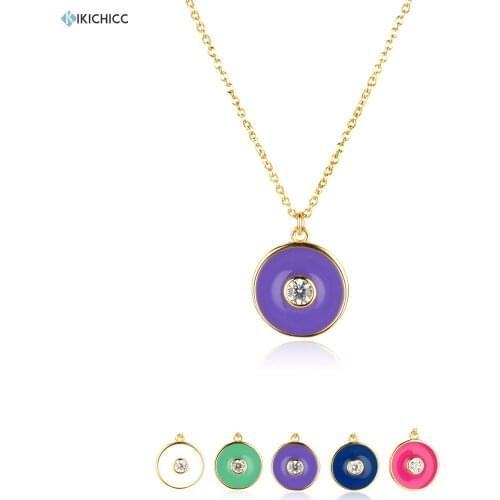 Kikichicc 925 Sterling Silver Gold Purple Coins Necklace Fashion Jewelry 2020 Rock Punk Fashion Fine Jewelry Crystal CZ Round