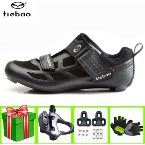 Tiebao Cycling Shoes Road Racing Bicycle Male Sneakers Men Women Breathable Self-locking Outdoor Sport Reflective Bike Shoes