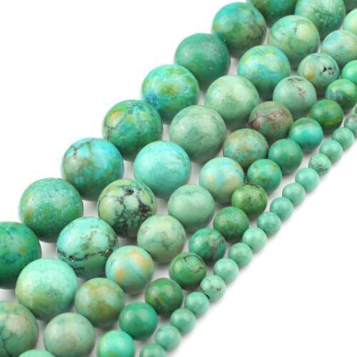 Natural Stone Phoenix Turquoise Round Chrysocolla Beads For Jewelry Making 4 6 8 10 12mm Diy Charms Man Bracelet Necklace 15inch
