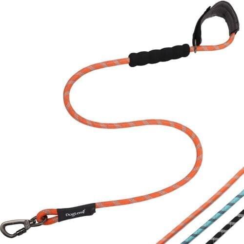 Round Reflecting Dog Leash Strong Nylon Belt for Small Big Dogs Hands Free Walking Leads with Padded Handle Safety Hook