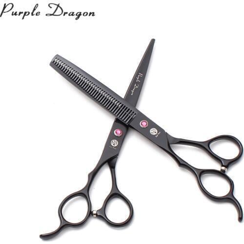 Left Hand 7" 19.5cm JP 440C Black Cutting Shears Thinning Scissors Salon Hair Scissors Professional Hairdressing Scissors Z8001