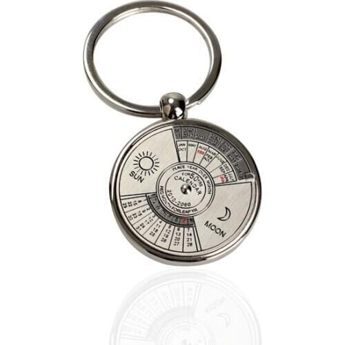 Mini Perpetual Calendar Keychain Ring Unique Metal Keyring 50 Years