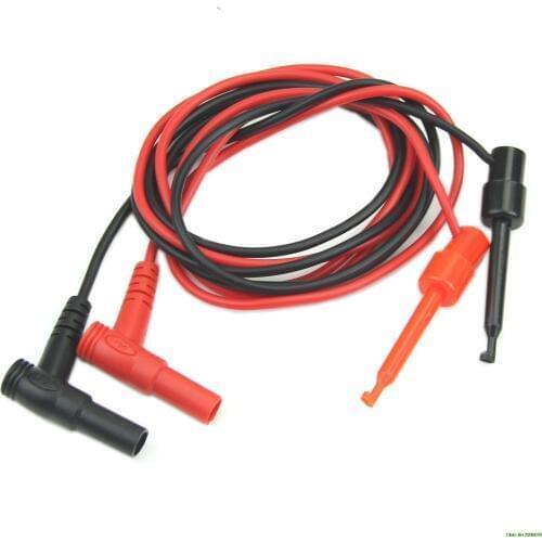 Fashion 1Pair Black and Red Silicone Banana Plug To Test Hook Clip Probe Cable Fr Multimeter Test Equipment