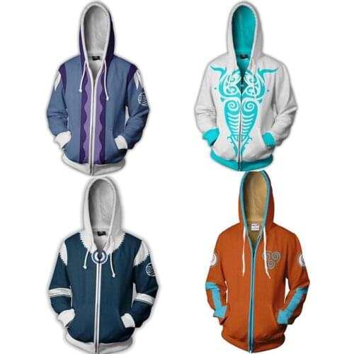 Avatar: The Last Airbender Aang Hoodie 3D Printed Zip Up Polyester Hip Hop Men Hooded Hoodie for Spring Autumn Sportswear