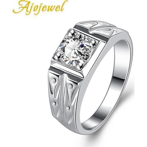 Ajojewel Size 8-12 Classic Style Men Engagement Wedding Jewelry Ring Zirconia