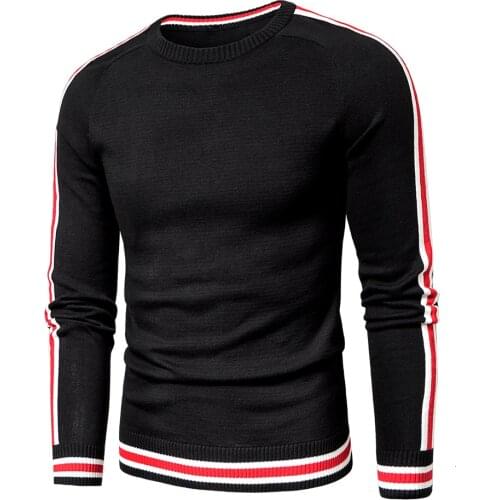2021 New Spring Casual Knitted 100% Cotton Striped Sweaters Pullover Men Autumn New Fashion Classic O-Neck Sweaters Men