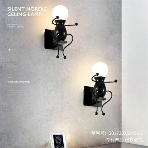 Nordic puppet line wall lamps led childrens bedroom bedside lamps modern living room aisle wall sconces lights deco lighting