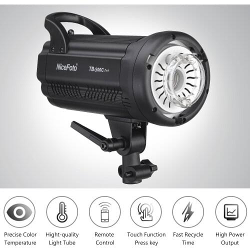 NiceFoto TB-300C 300W 2.4G Studio Flash Light Strobe Lighting Lamp 0.1-0.7s Fast Recycle Time GN66 Bowens Mount Photography