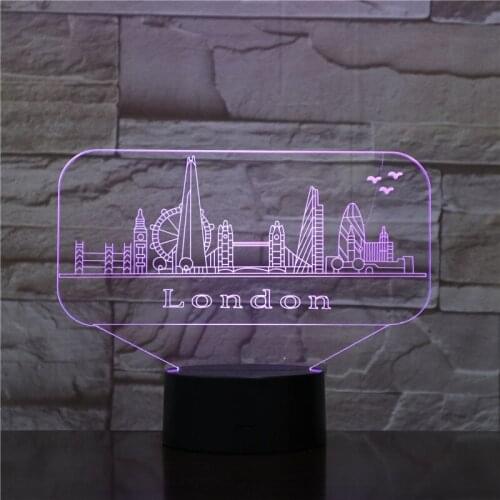 London Image Night Light LED Acrylic 3D Desk Lamp Atmosphere Nightlight Teaching Aid Gift for Kids Child Room Decor APP Control
