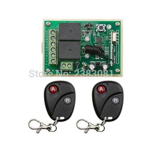 New DC12V 2CH RF Wireless Remote Control Switch System Transmitter with Two-button Receiver for Appliances Gate Garage Door