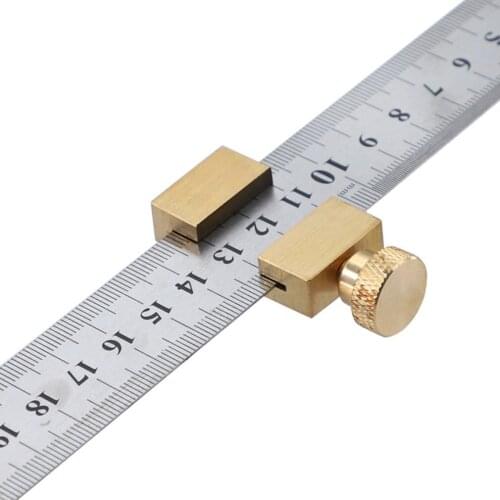 New Steel Ruler Positioning Block Brass Angle Plotter Line Marking Indicator For Locator DIY Woodworking Measuring Tools