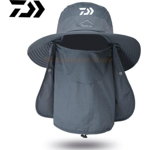 DAIWA Multipurpose Outdoor Climbing Fishing Tourism Brim Fisherman Hat Summer Men Multifunction Bucket Hat Sun Protection Cap