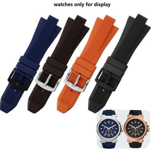 PEIYI Watchband 29*13mm Convex interface silicone wtistband black orange replace waterproof rubber strap mens