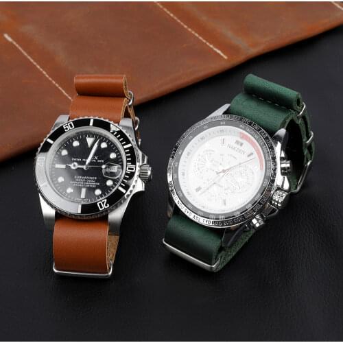 KZfashionZULU PU Leather Strap Black/Brown One-piece 18mm/20mm/ 22mm/ 24mm high quality leather strap