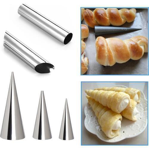 Horn Baking Tools Pastry Cream Popular Cone Roll Moulds Conical Tube Spiral Croissants Molds Bread Mold Cake 1PC Stainless Steel